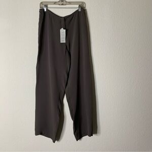 Eileen fisher Womens brown 100% silk heavyweight silk georgette trousers M NWT